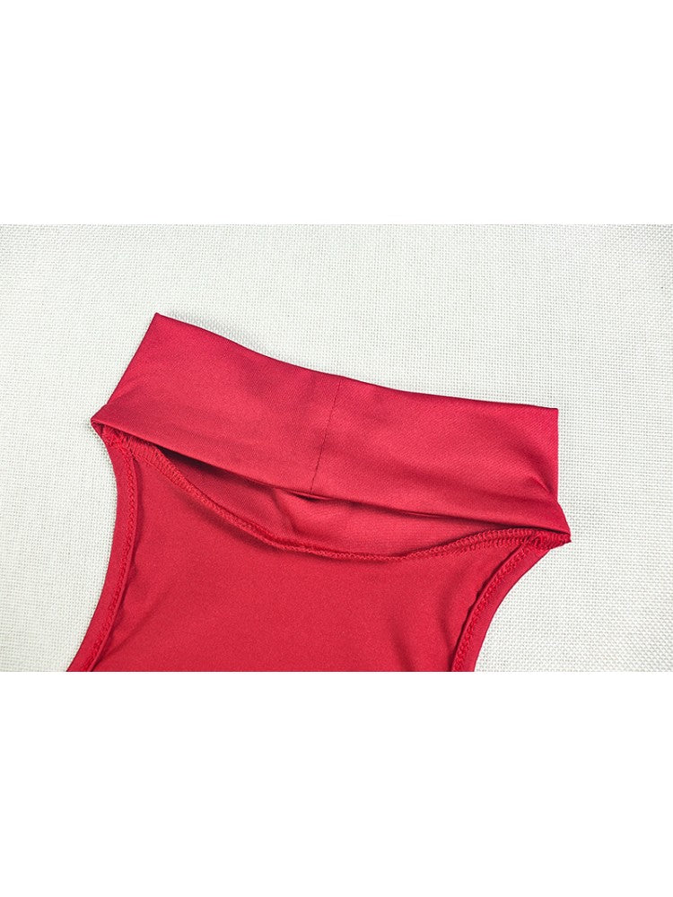 Solid Ruffles A-line Backless Halter Mini Dress