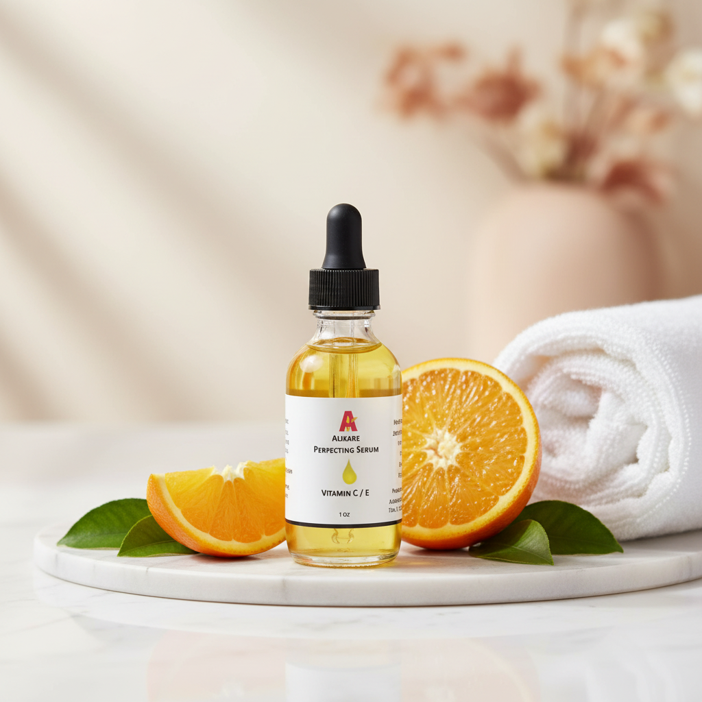Alikare Perfecting Vitamin C Serum 2oz in spa setting